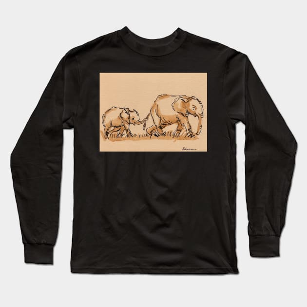 Mommy: Elephants Watercolor Painting #9 Long Sleeve T-Shirt by tranquilwaters